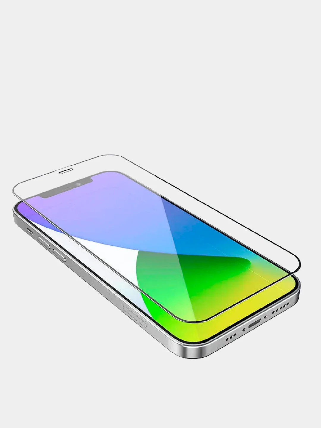 Стекло защитное 3D iPhone 12 mini / 12 / 12 Pro / 12 Pro Max с силиконовыми бортиками