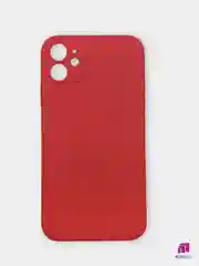 Красный чехол для Phone 12 силиконовый с бархатной подкладкой