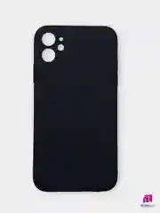 Черный чехол для Phone 12 силиконовый с бархатной подкладкой