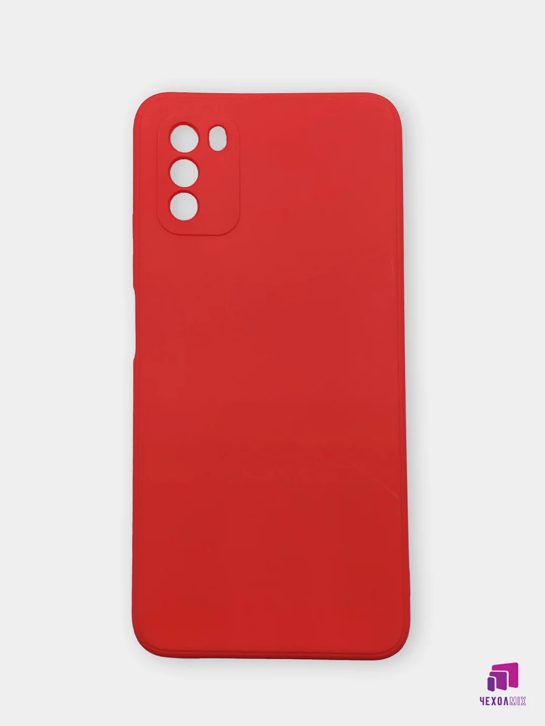 Красный чехол для Xiaomi POCO M3 силиконовый (Борта чехла прямые NEW)c бархатной подкладкой