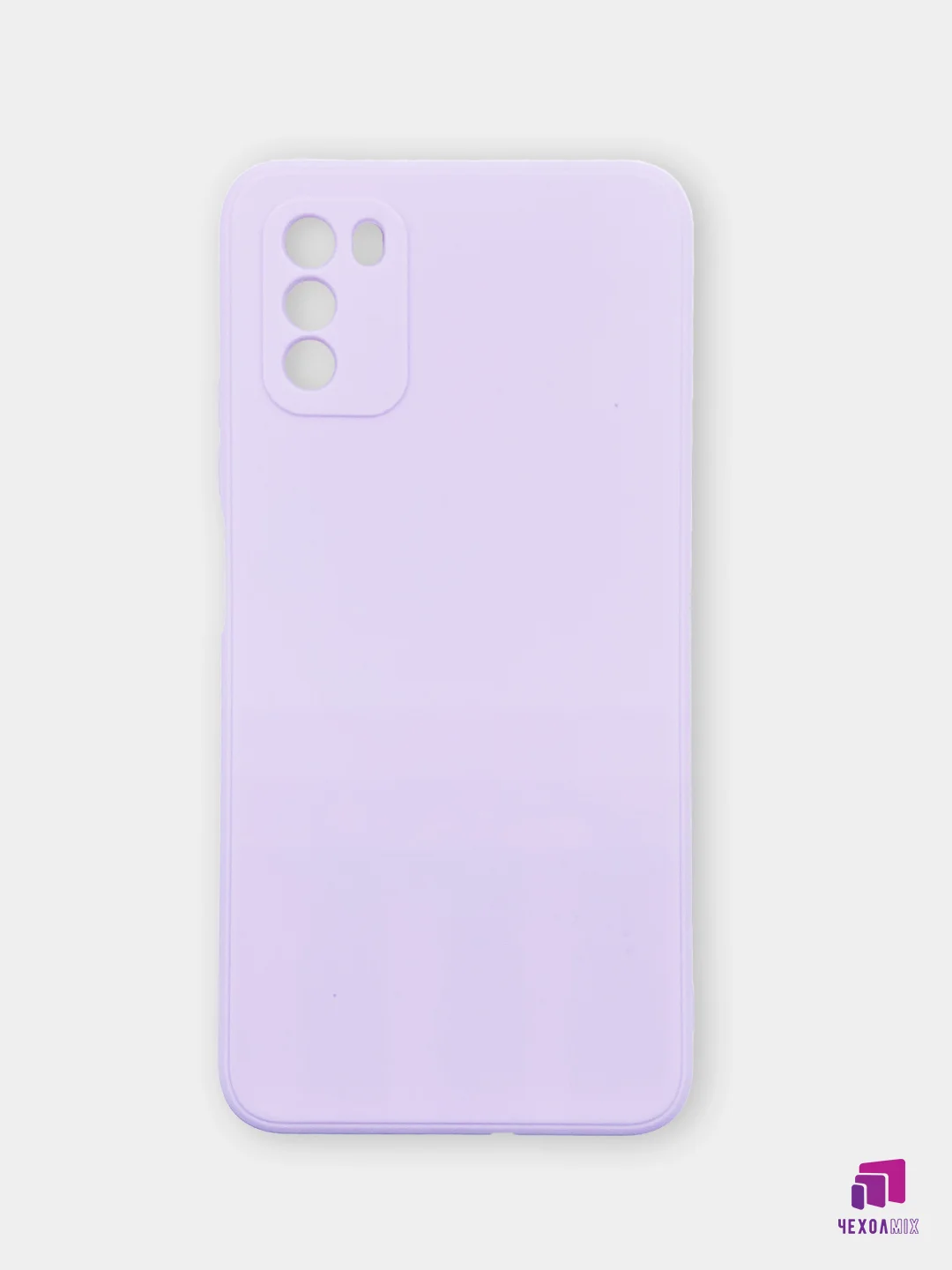 Сиреневый чехол для Xiaomi POCO M3 силиконовый (Борта чехла прямые NEW)c бархатной подкладкой