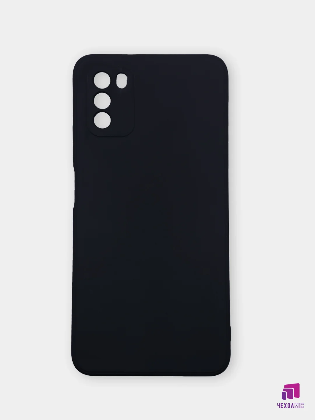 Черный чехол для Xiaomi POCO M3 силиконовый (Борта чехла прямые NEW)c бархатной подкладкой