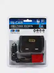 Разветвитель прикуривателя на 3 гнезда + 2 USB olesson incar 1512