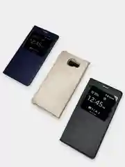 Золотой чехол книжка Samsung Galaxy A7 2016 / SM-A710F, Самсунг Галакси А7 / СМ-А710Ф с окошком
