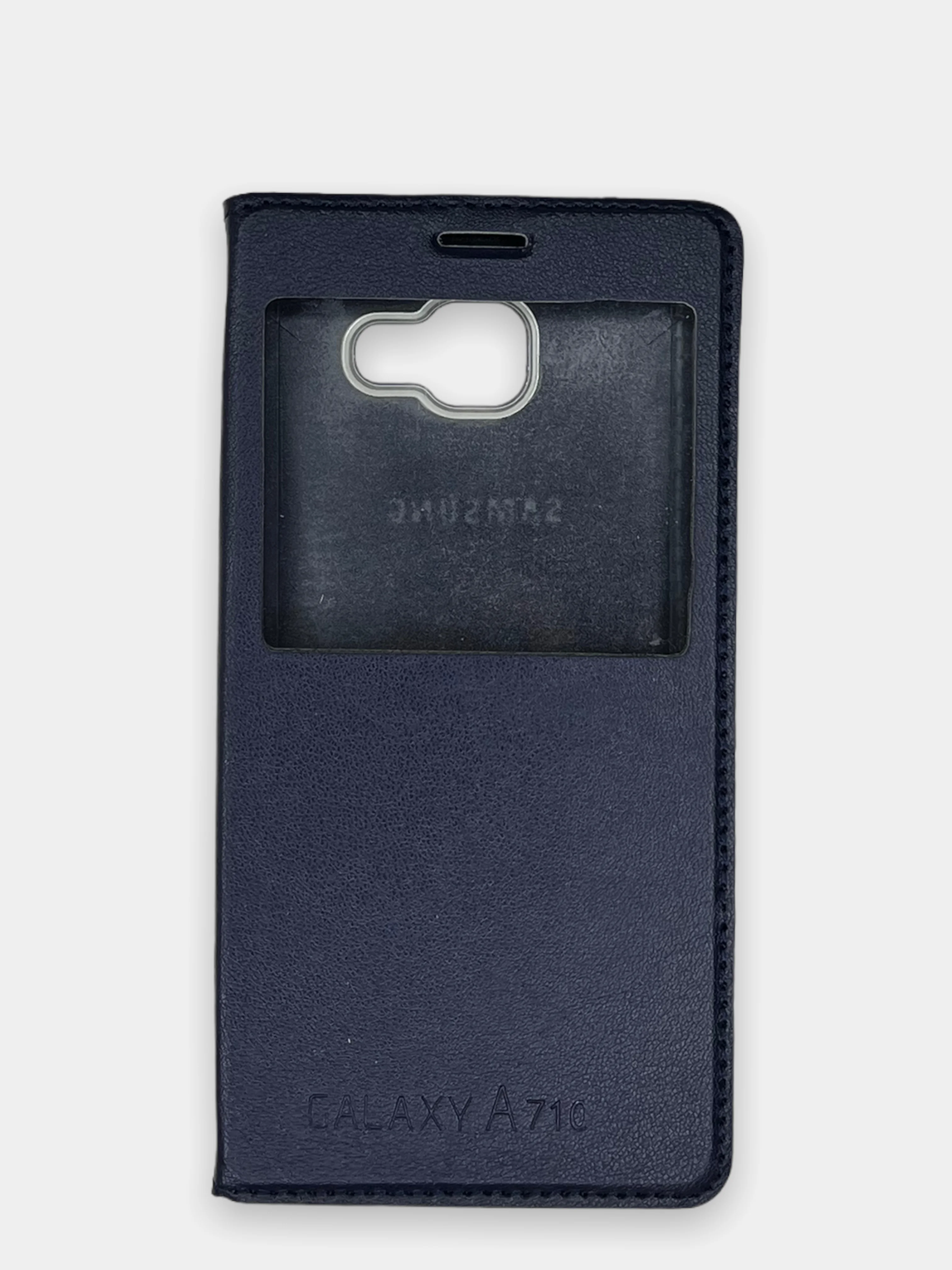 Темно-синий чехол книжка Samsung Galaxy A7 2016 / SM-A710F, Самсунг Галакси А7 / СМ-А710Ф с окошком