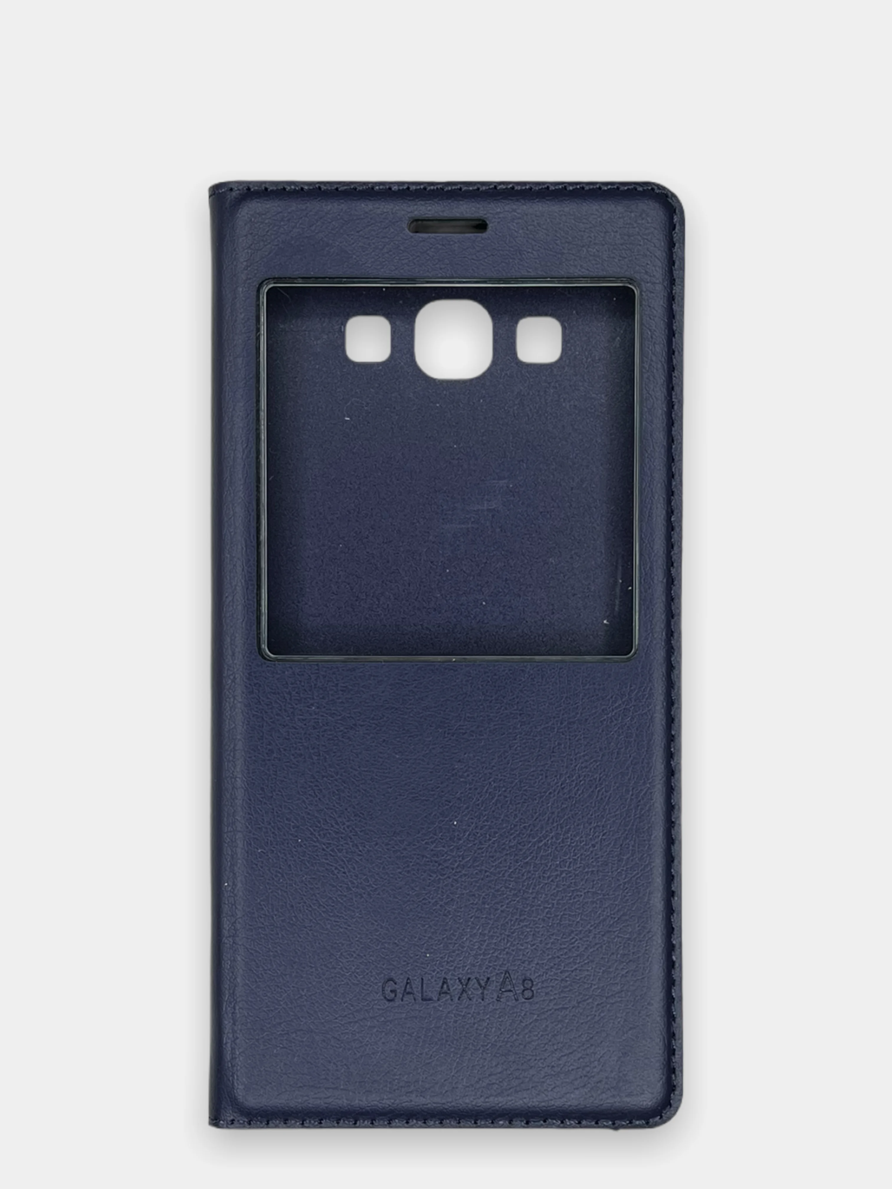 Темно-синий чехол книжка Samsung Galaxy A8 2015, Самсунг Галакси А8 2015 с окошком