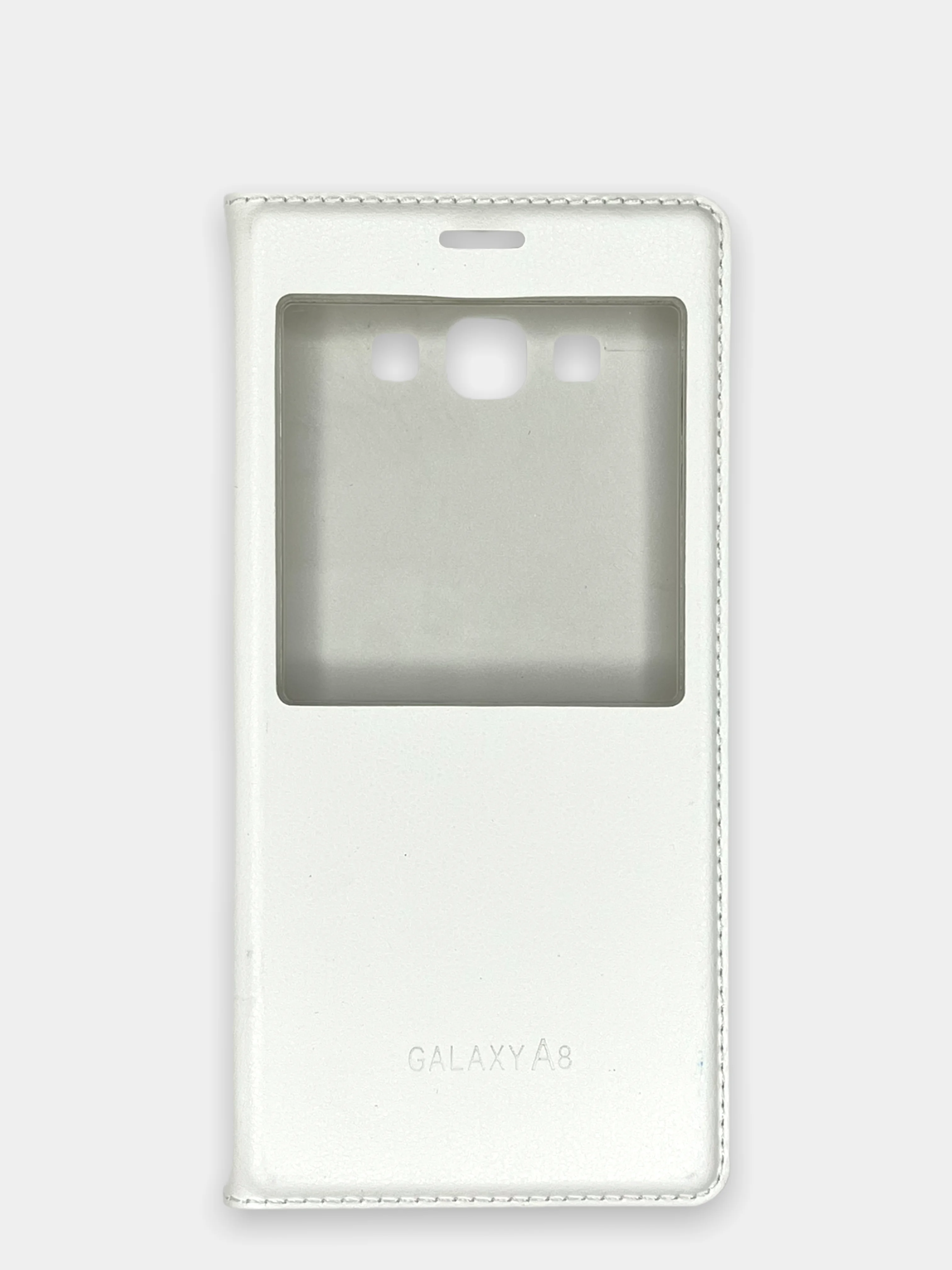Белый чехол книжка Samsung Galaxy A8 2015, Самсунг Галакси А8 2015 с окошком