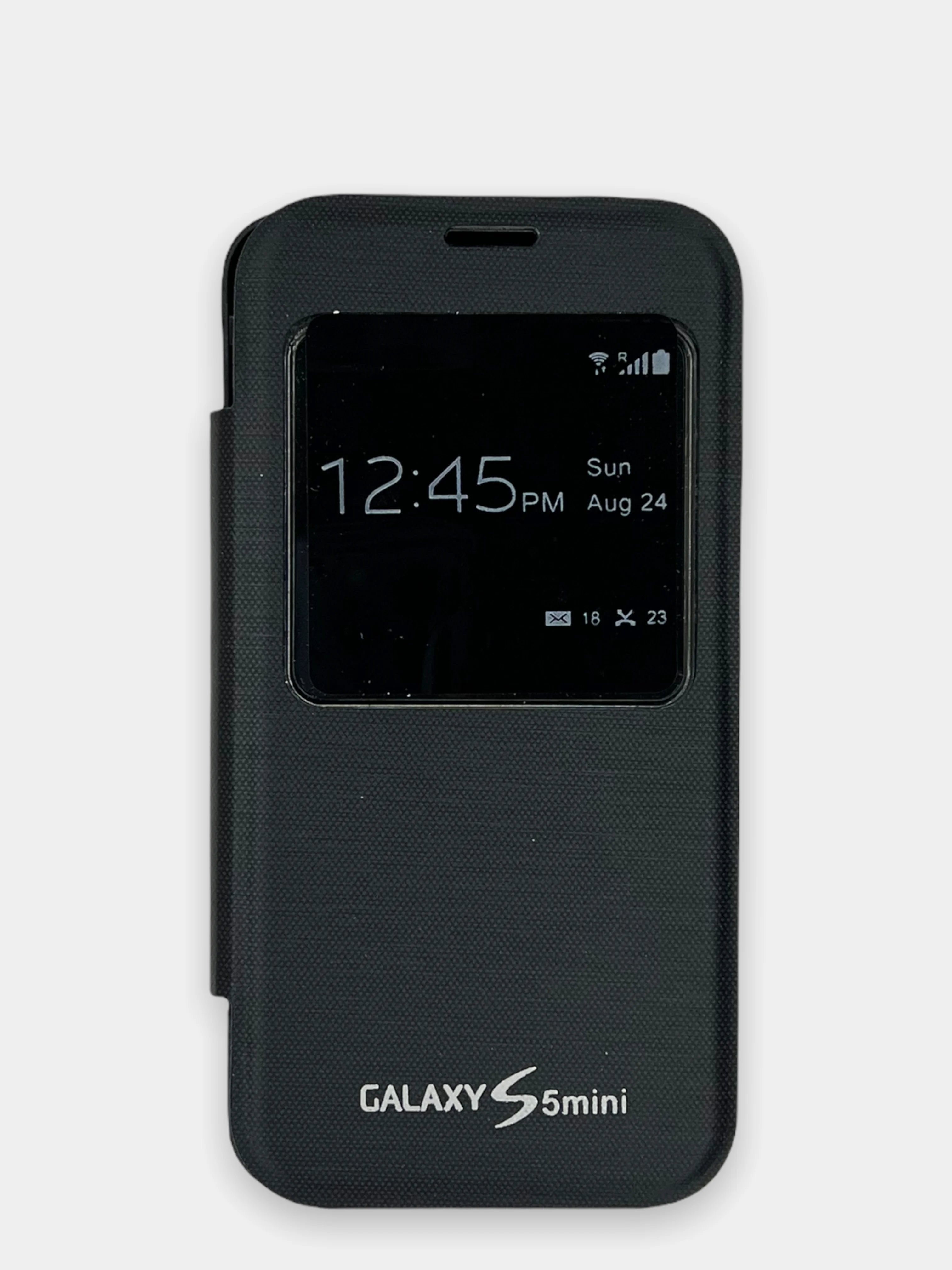 Угольный чехол книжка Samsung Galaxy S5 Mini, Самсунг Галакси С5 Мини с окошком