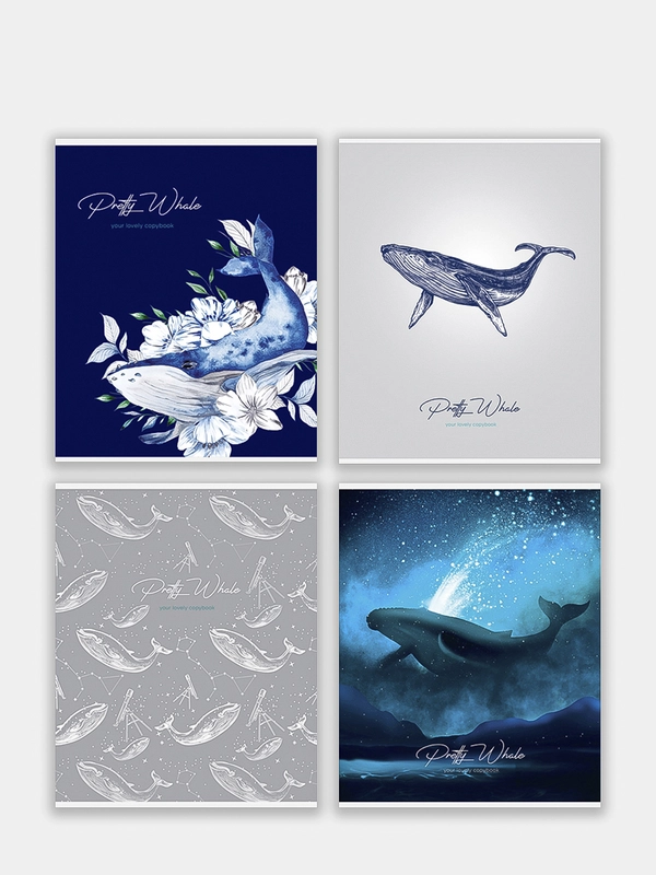 Тетрадь 48 листов в клетку "Pretty whale"