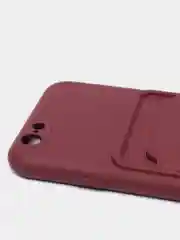 Багровый чехлы Iphone c кармашком для карт