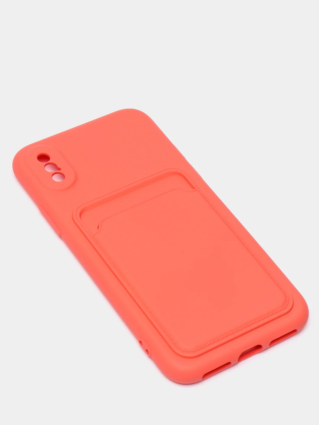Коралловый чехлы Iphone c кармашком для карт