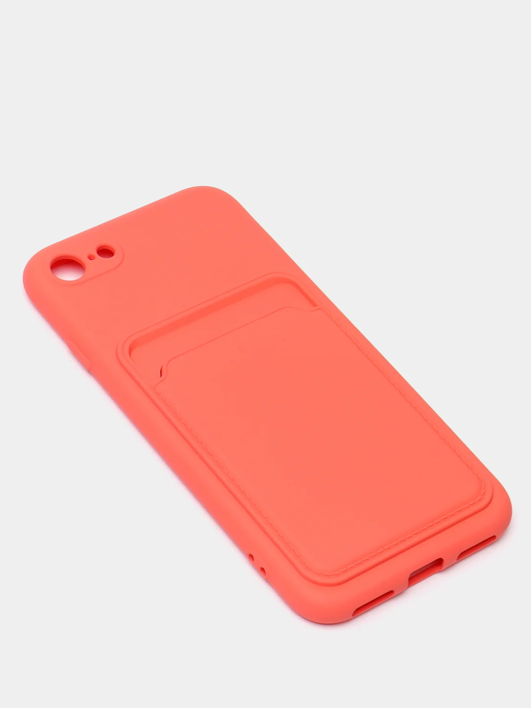 Коралловый чехлы Iphone c кармашком для карт
