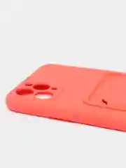 Коралловый чехлы Iphone c кармашком для карт