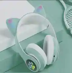 Бирюзовый беспроводные светящиеся наушники с ушками CAT EAR P33M