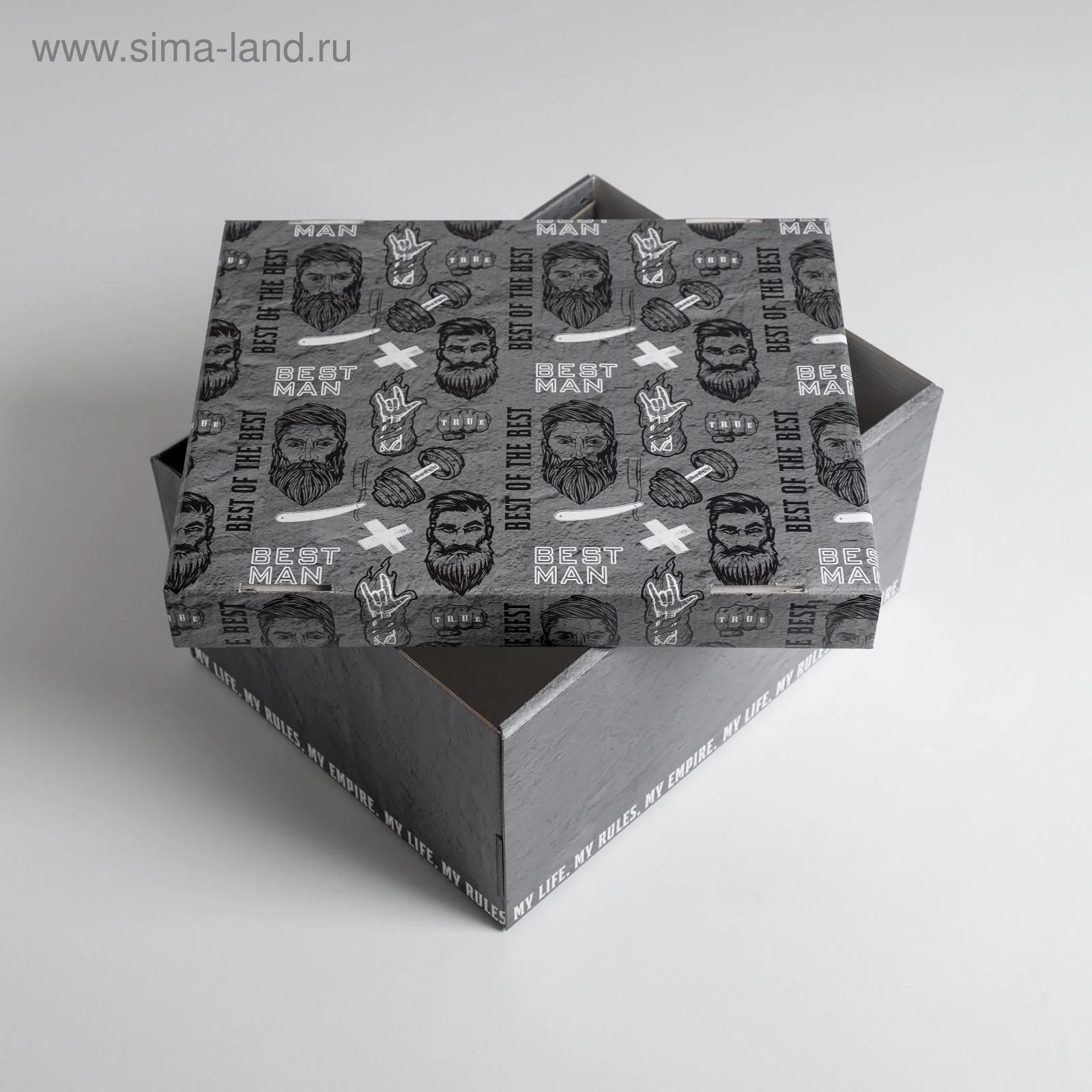 Серый коробка складная "Брутальность", 31,2 х 25,6 х 16,1 см