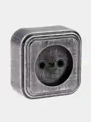 Серебряный розетка "Элект" одноместная открытая RA 16-131-ЧС, 16 А, 250 В
