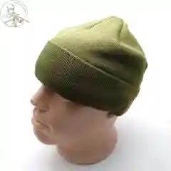 Оливковый шапка вязаная, утеплитель флис