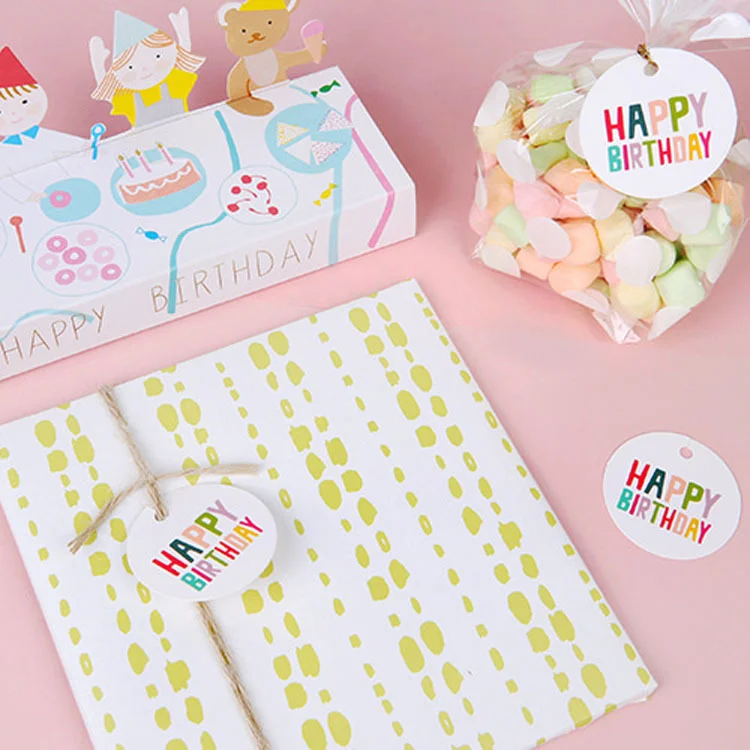 Бирка круглая "Happy birthday"