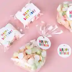 Бирка круглая "Happy birthday"