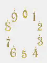 Свеча цифра для торта с ножкой "Блёстки", 0,1,2,3,4,5,6,7,8,9, золотистая, 4.5 см