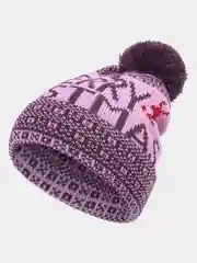 Алый шапка с помпоном шерстяная, новогодняя