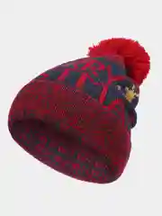 Алый шапка с помпоном шерстяная, новогодняя