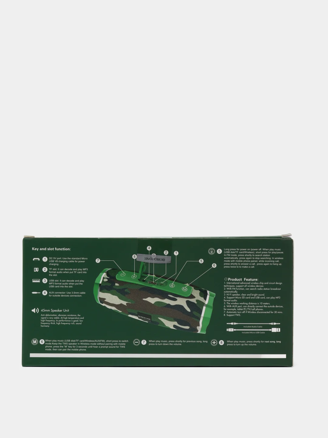 Лесной зеленый портативная беспроводная колонка Borofone BR3