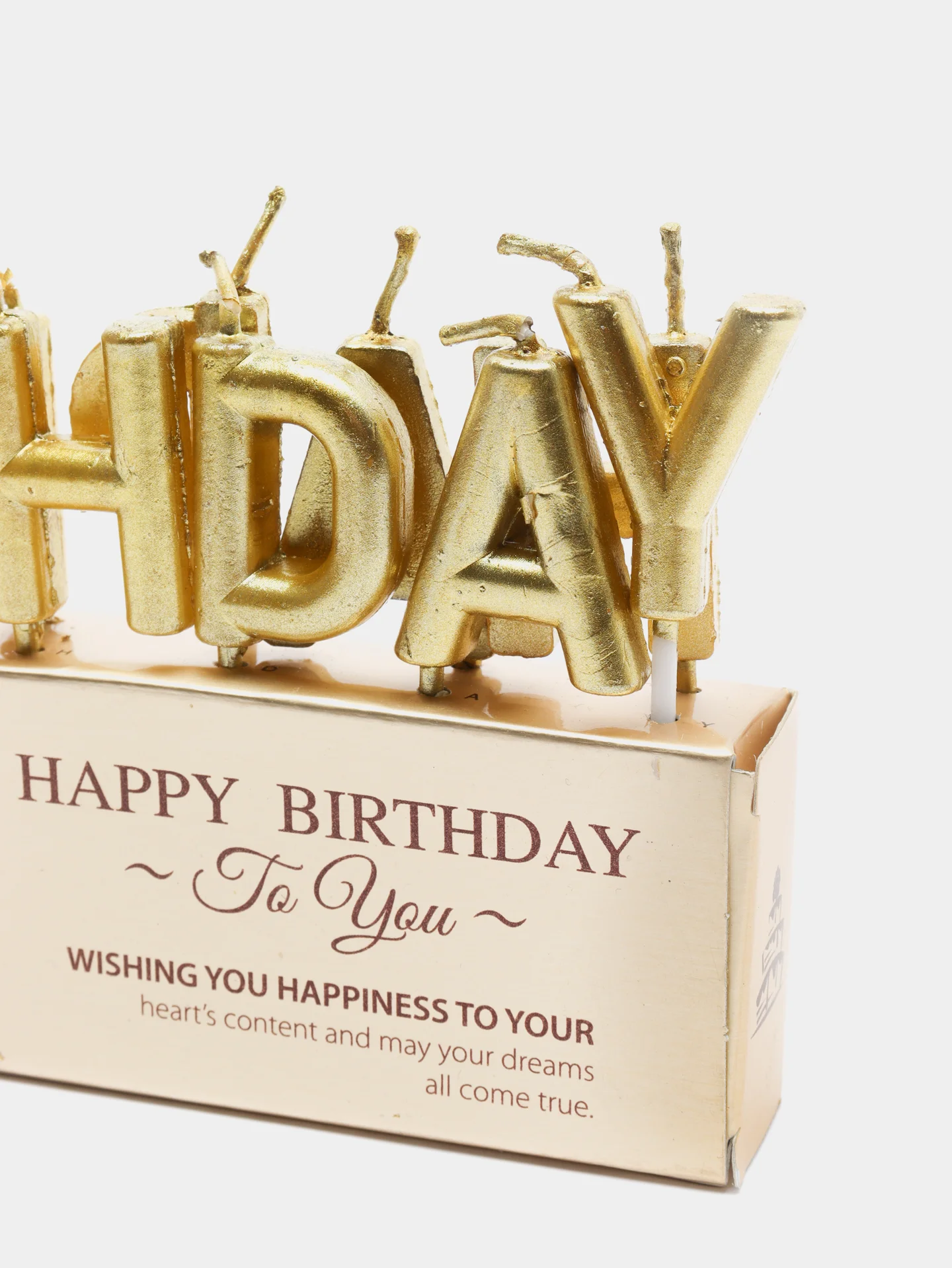 Золотой набор свечей "Happy Birthday"