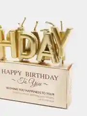 Золотой набор свечей "Happy Birthday"