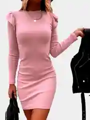 Коралловый платье женское, трикотажное, облегающее