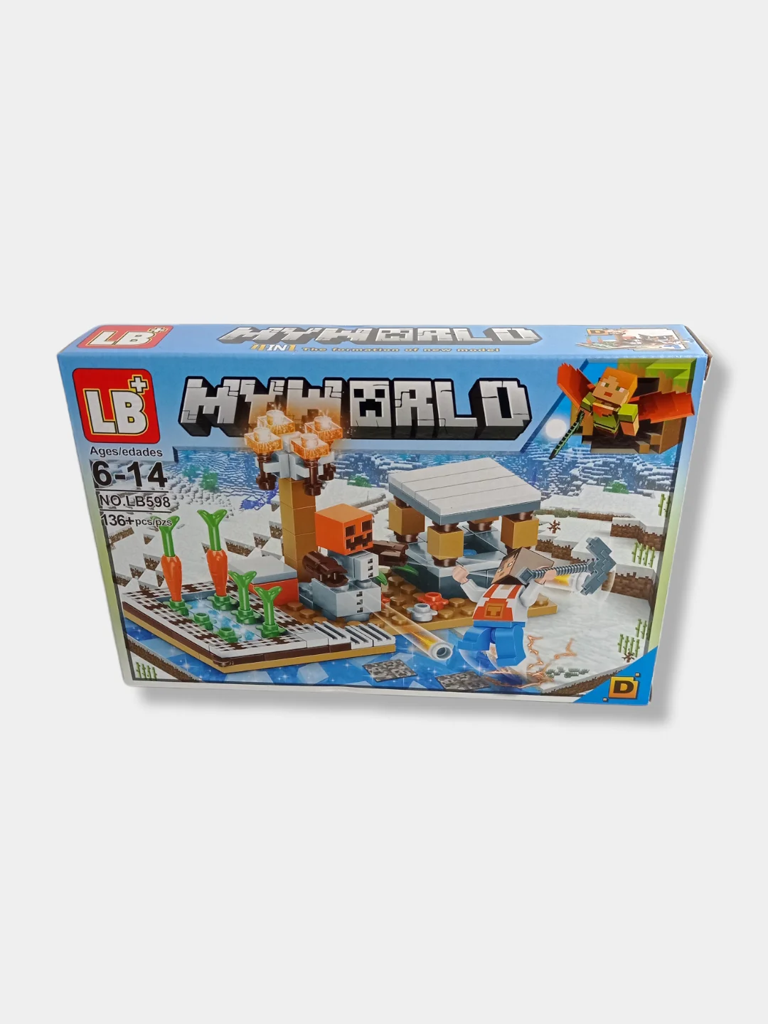 Серый меланж конструктор MY WORLD "Майнкрафт" (Minecraft), 4 вида, 125-136 деталей
