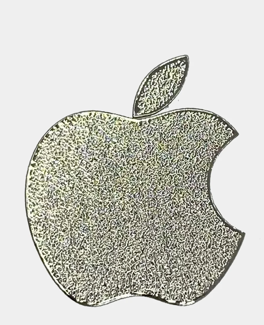 Серый металлик металлическая наклейка-стикер "Яблоко iPhone" на телефон