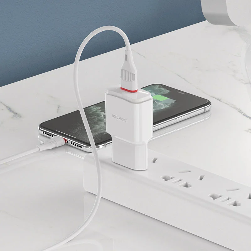 Зарядное устройство Borofone BA48A Orion с кабелем Lightning, 2.1A