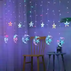 Светодиодная интерьерная гирлянда занавес Led  "Месяц и Звезды" 3х1 метр