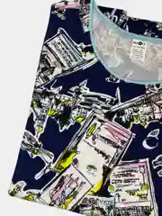 Синий женская туника из хлопка, удлиненная