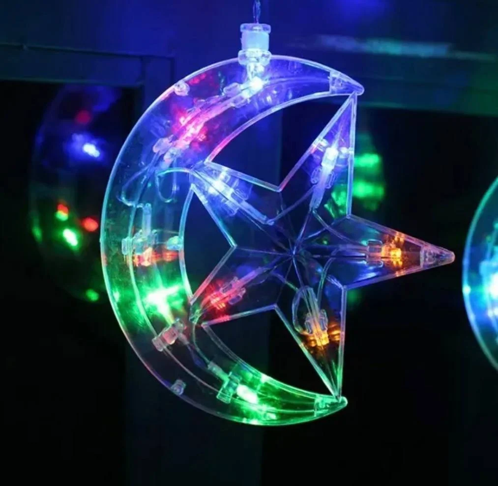 Аметистовый светодиодная интерьерная гирлянда занавес Led  "Месяц и Звезды" 3х1 метр
