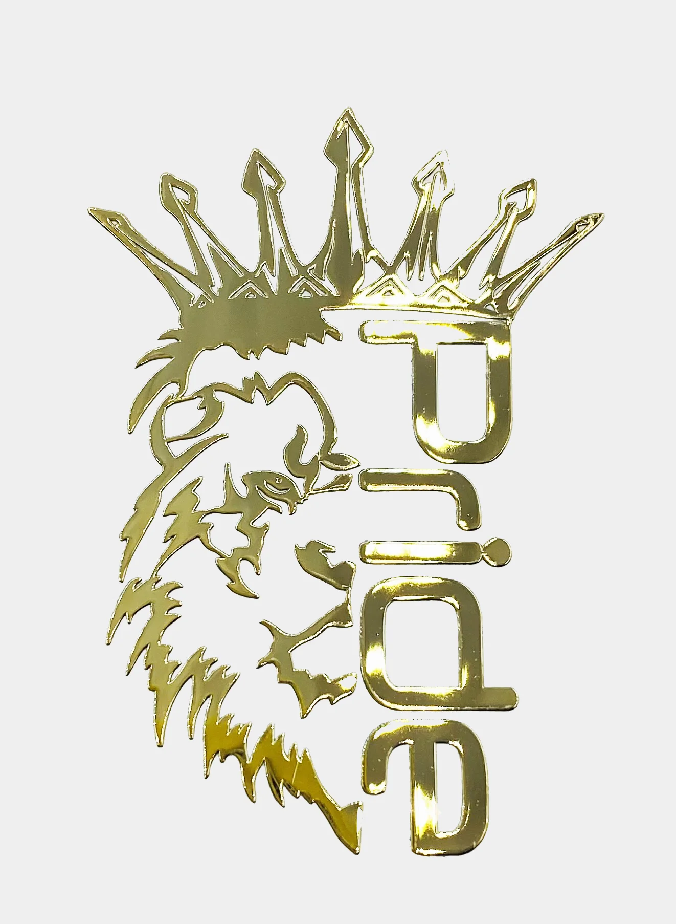 Золотой металлическая наклейка-стикер "Лев Pride" на телефон / авто