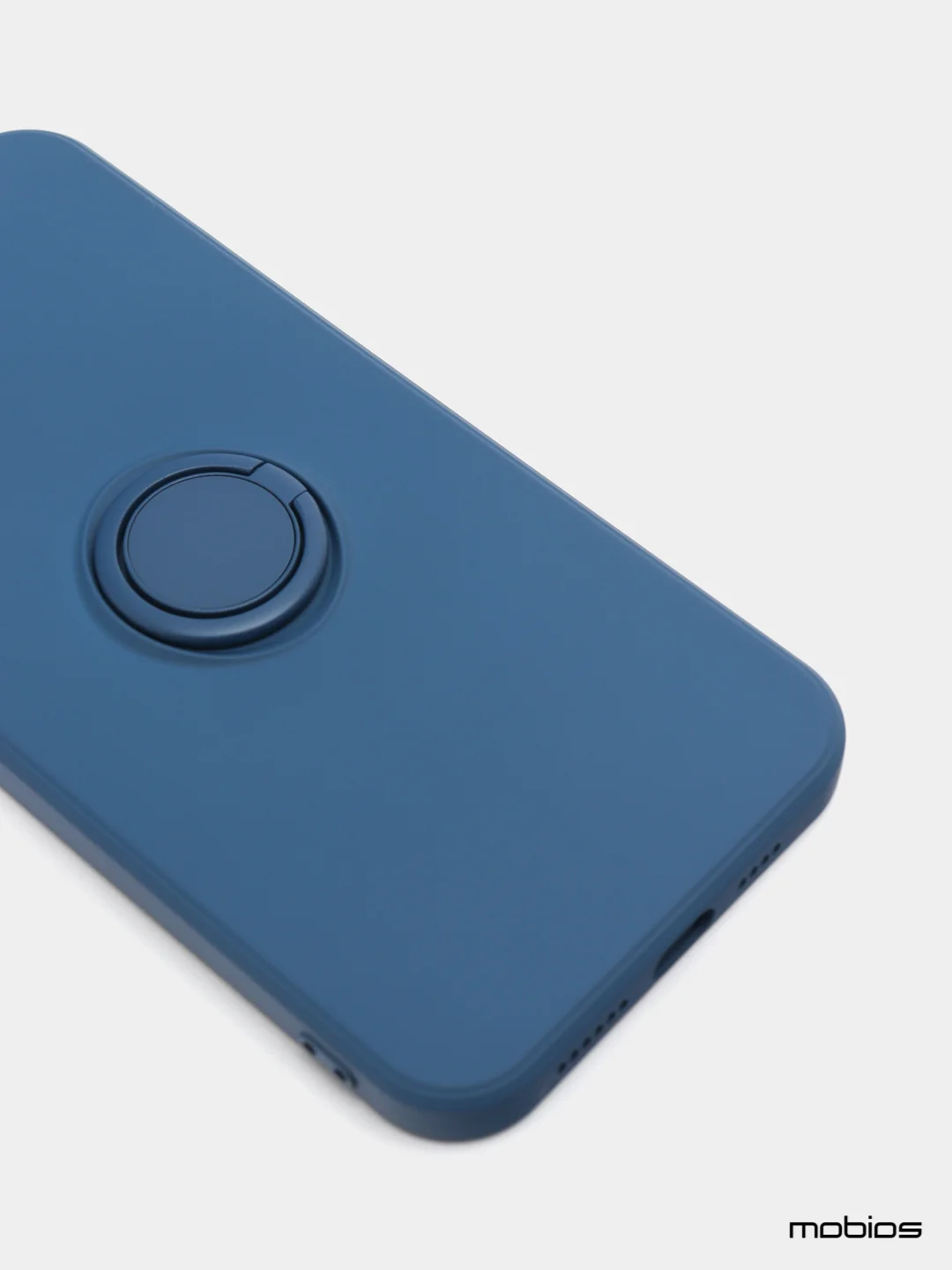 Темно-синий чехол силиконовый с кольцом на iPhone 11 Pro Max mobios