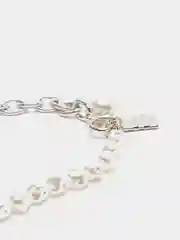 Серебряный цепь женская на шею, ожерелье из жемчуга
