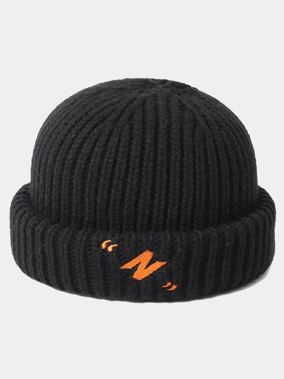 Черный объемная зимняя шапка бини "N"