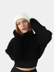 Белый шапка вязаная с отворотом, полушерсть, 4 цвета
