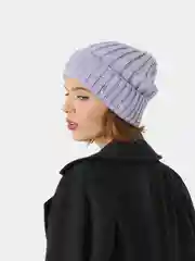 Сиреневый шапка вязаная с отворотом, полушерсть, 4 цвета
