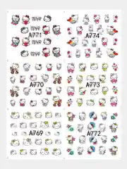 Алый слайдер-дизайн для ногтей, водные наклейки "Hello Kitty", 12 видов