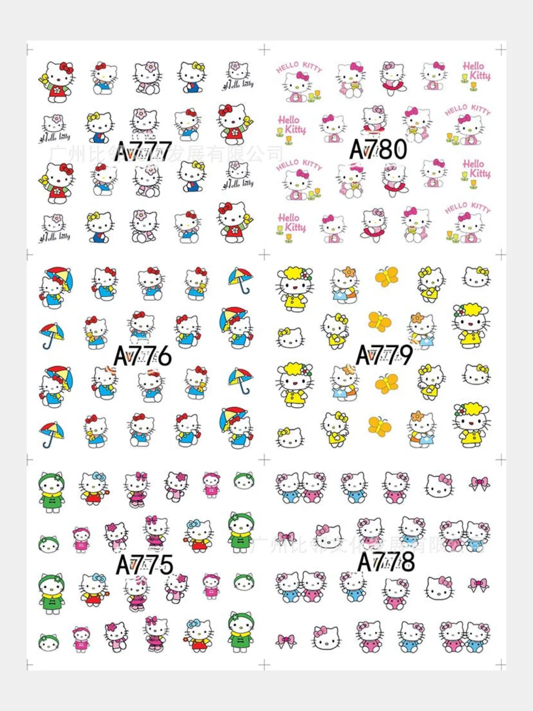 Алый слайдер-дизайн для ногтей, водные наклейки "Hello Kitty", 12 видов