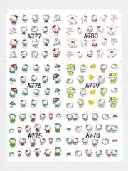 Алый слайдер-дизайн для ногтей, водные наклейки "Hello Kitty", 12 видов
