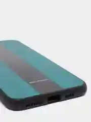 Зеленый чехол для Айфон в стиле Porsche из TPU c вставками из кожи и магнитом подставкой Phone