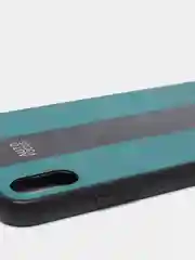 Зеленый чехол для Айфон в стиле Porsche из TPU c вставками из кожи и магнитом подставкой Phone