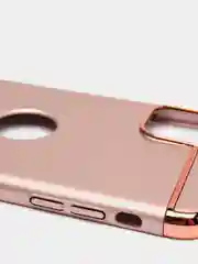 Розовый гибридный жесткий чехол IHaitun для iPhone, с металлической золотой вставкой, 3 в 1