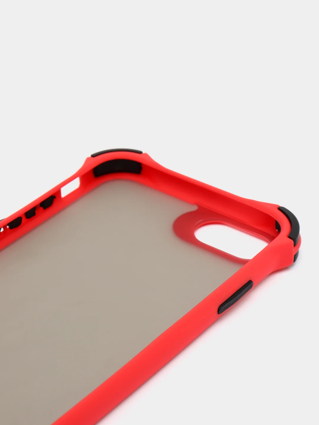 Красный чехол для iPhone (Айфон) с защитой камеры, ударопрочный бампер по углам, матовое покрытие