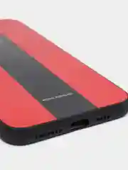 Красный чехол на айфон в стиле Porsche из TPU c вставками из искусственной кожи для iPhone